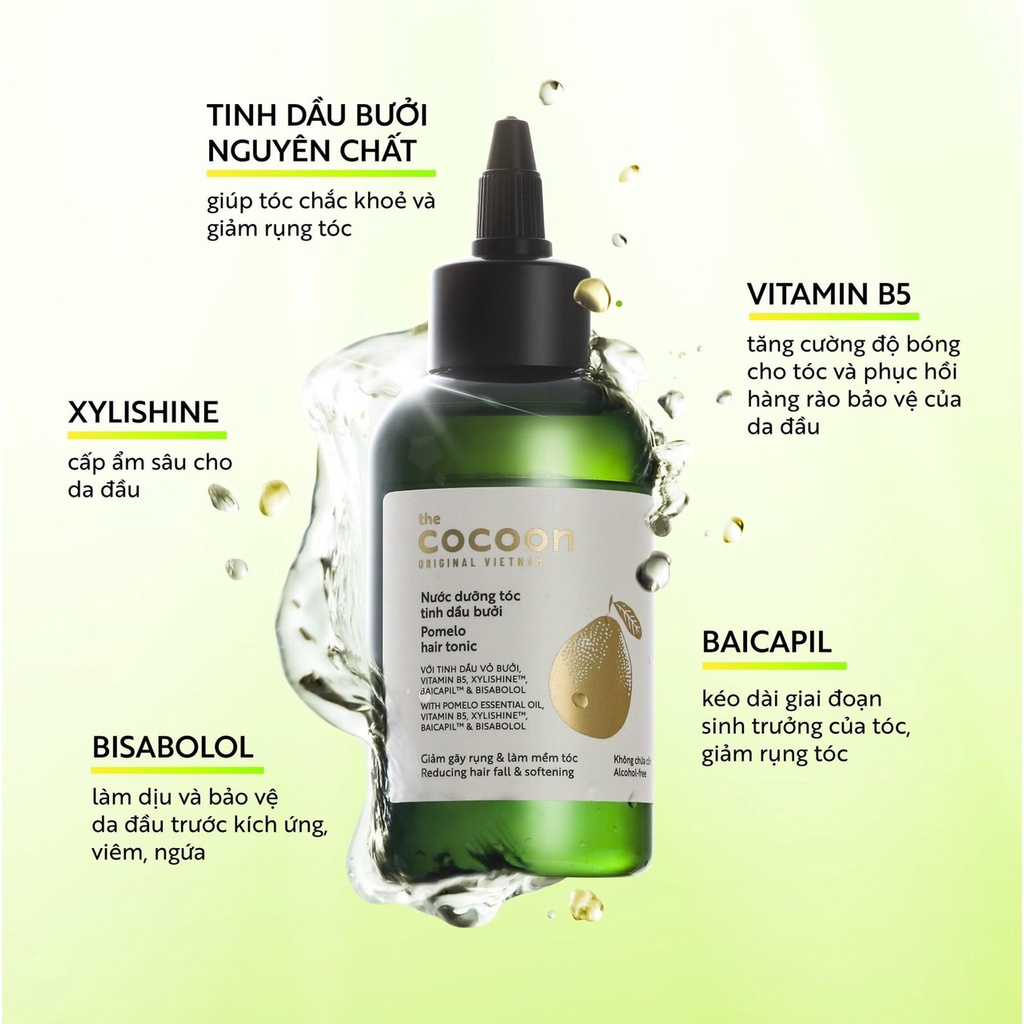Nước dưỡng tóc tinh dầu bưởi Pomelo Cocoon 140ml - PHIÊN BẢN MỚI - Phục hồi tóc - Ngăn ngừa hư tổn - Thuần chay
