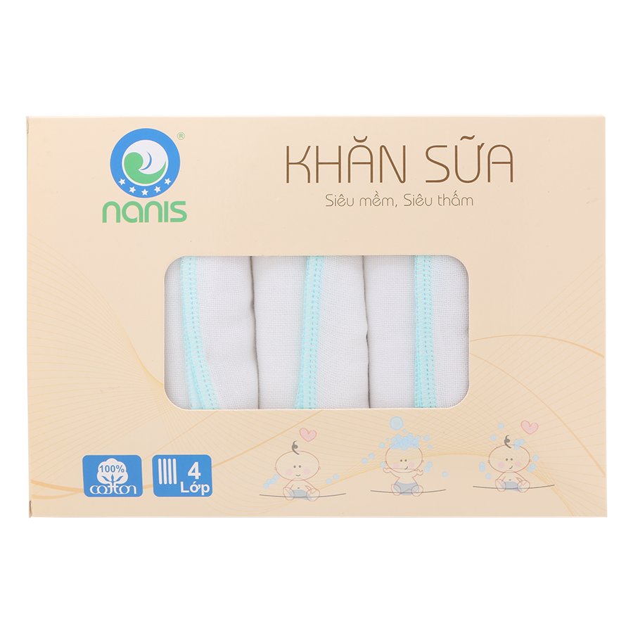 10 Khăn Sữa Cao Cấp Nanis 4 Lớp (30 x 35 cm)