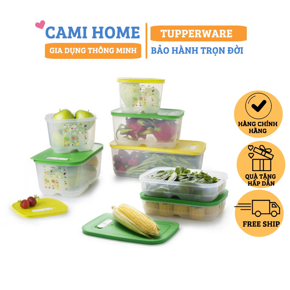 Bộ Hộp Trữ Mát Có Nút Hô Hấp Ventsmart (7) Tupperware, Hộp Trữ Mát Thông Minh Nhựa Nguyên Sinh