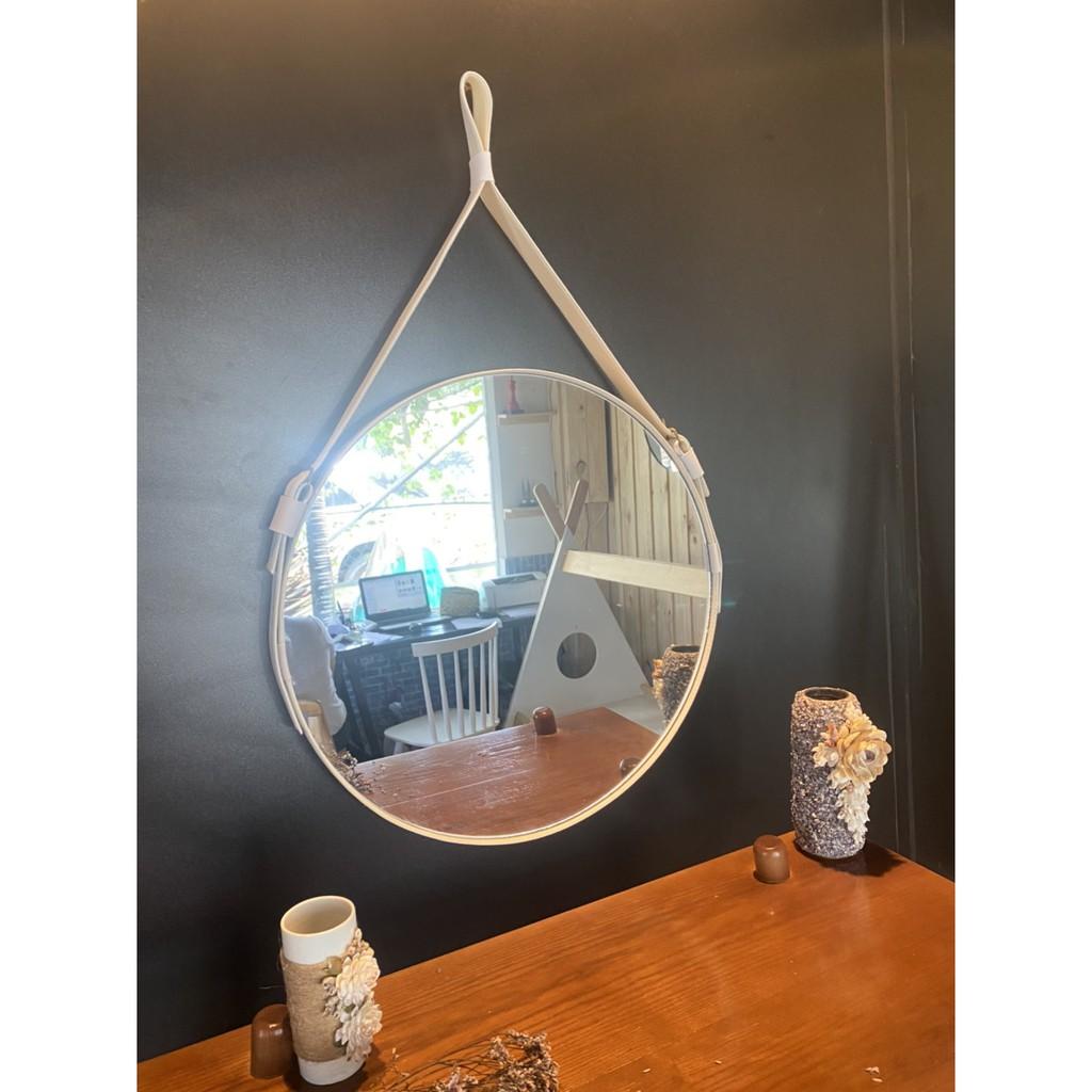 Gương tròn dây da size 50cm.