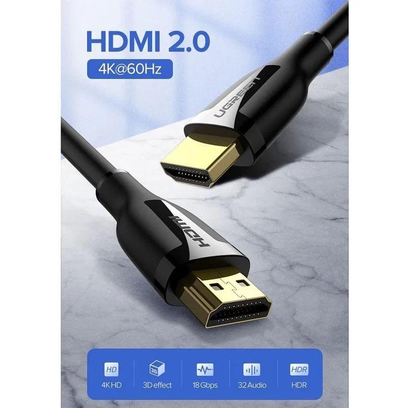 Ugreen UG60440ED030TK 2M 4K 60Hz 2.0 18Gbps màu đen Cáp HDMI độ phân giải Cao - HÀNG CHÍNH HÃNG