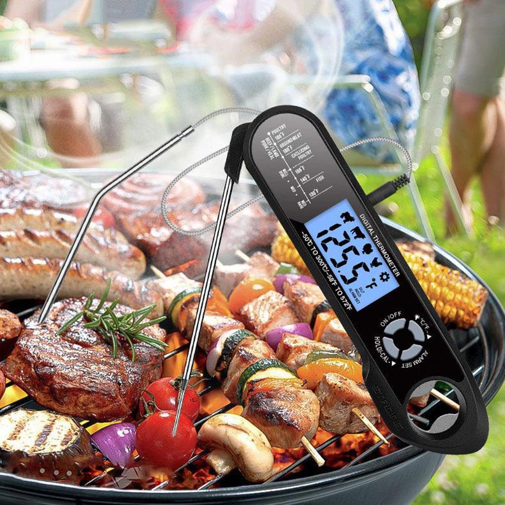 Thermometer Instant Read Thermometer with Foldable 2 Probes BBQ