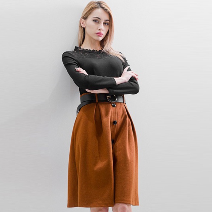 Đầm dạ xòe thu đông 2020, thời trang công sở LAHstore - kèm belt