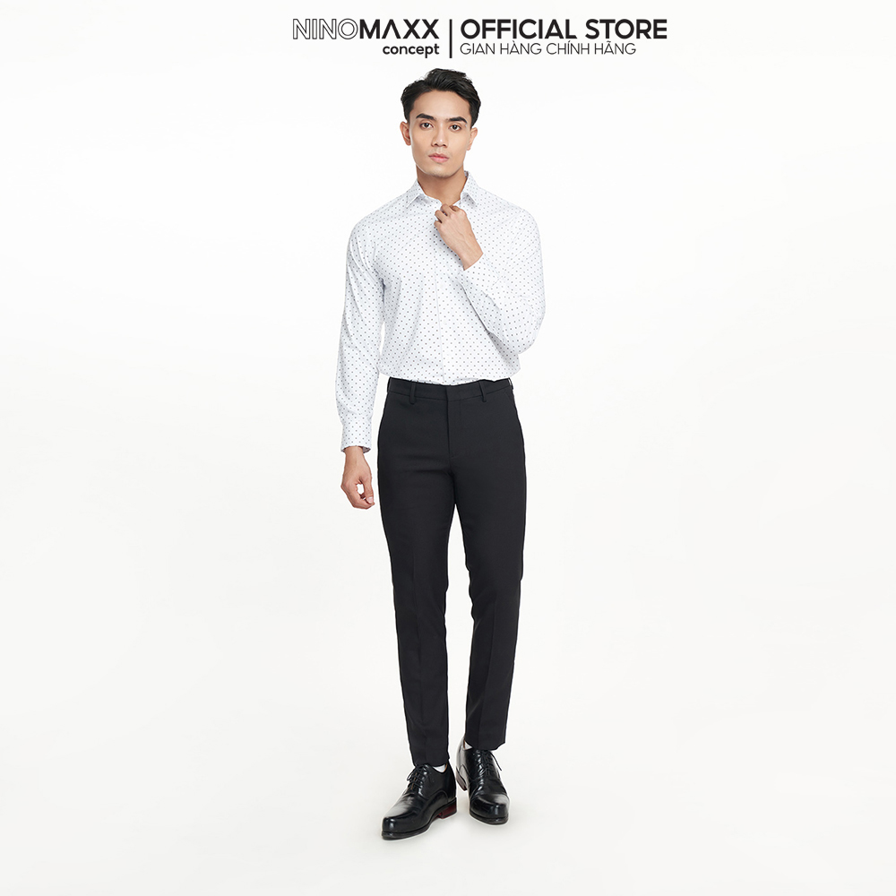 N&amp;M Áo Sơ Mi Nam Vải sợi tre tay dài họa tiết slim fit 2208066