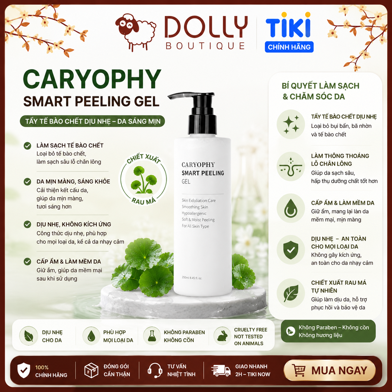 Gel Tẩy Tế Bào Chết Ngăn Ngừa Mụn Caryophy Smart Peeling Gel 250ml