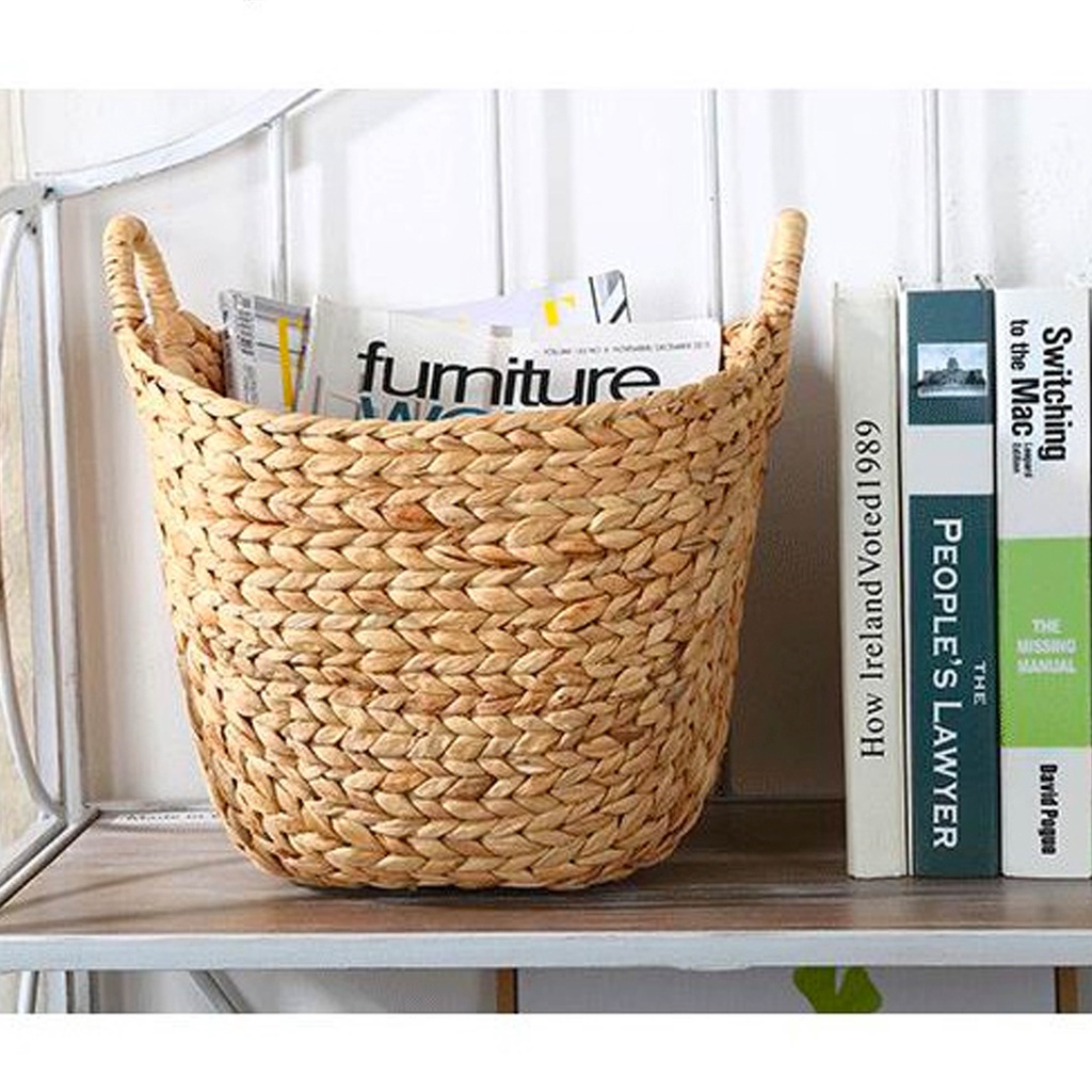 Sọt Cói URSPACE Đựng Đồ, Quần Áo, Sách Báo có quai cầm tròn tiện dụng / ROUND  HYACINTH STORAGE BASKET