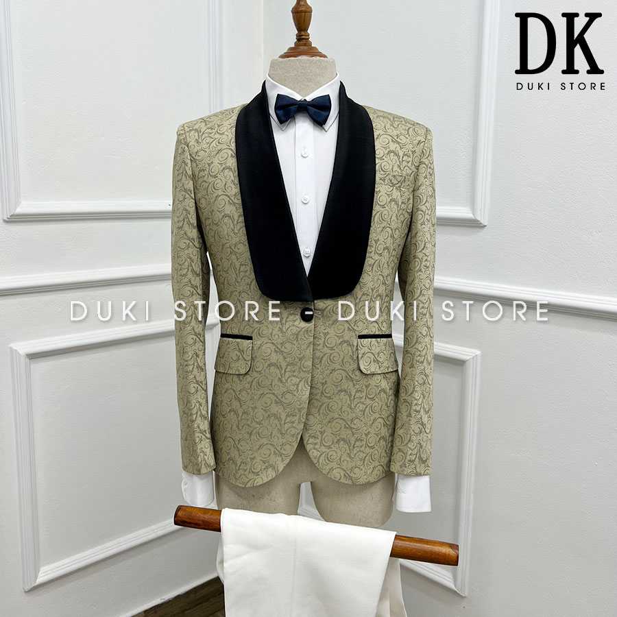 Bộ vest nam tuxedo 1 cúc màu vàng cực sang DKA0123 - DUKI STORE