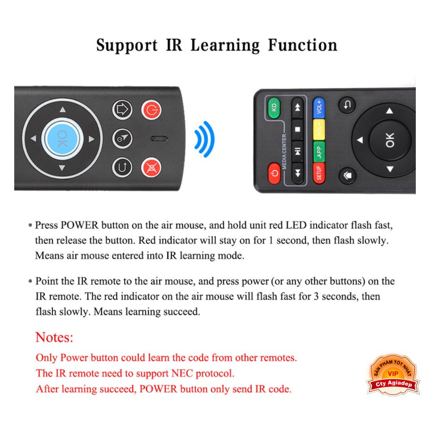 Chuột bay voice nhận dạng giọng nói Remote Tivibox SmartTV AGD T1