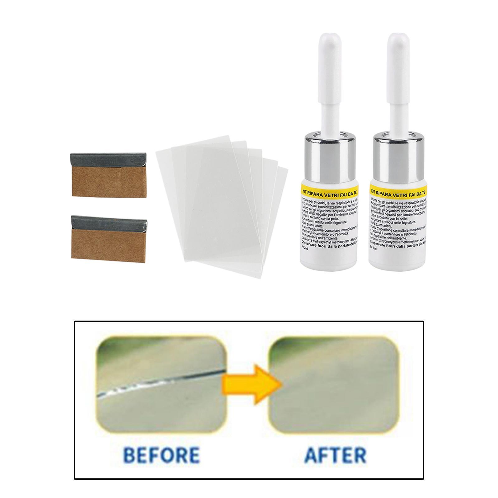 2x2Pcs Automotive Glass Repair Fluid Windshield Resin Crack Tool DIY Car Fix White