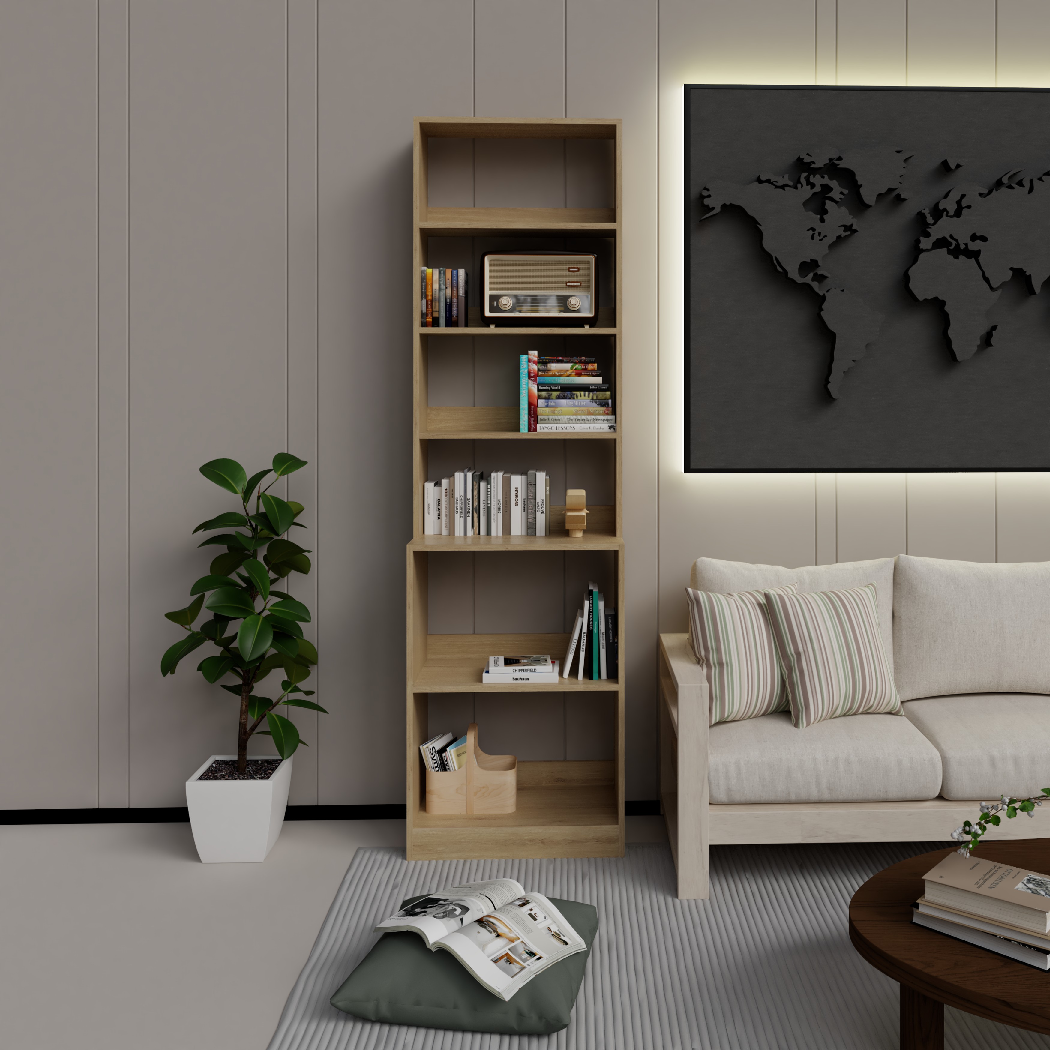 [Happy Home Furniture] SCANDINA, Kệ sách 6 ngăn, 61cm x 35cm x 212cm ( DxRxC), KSA_046