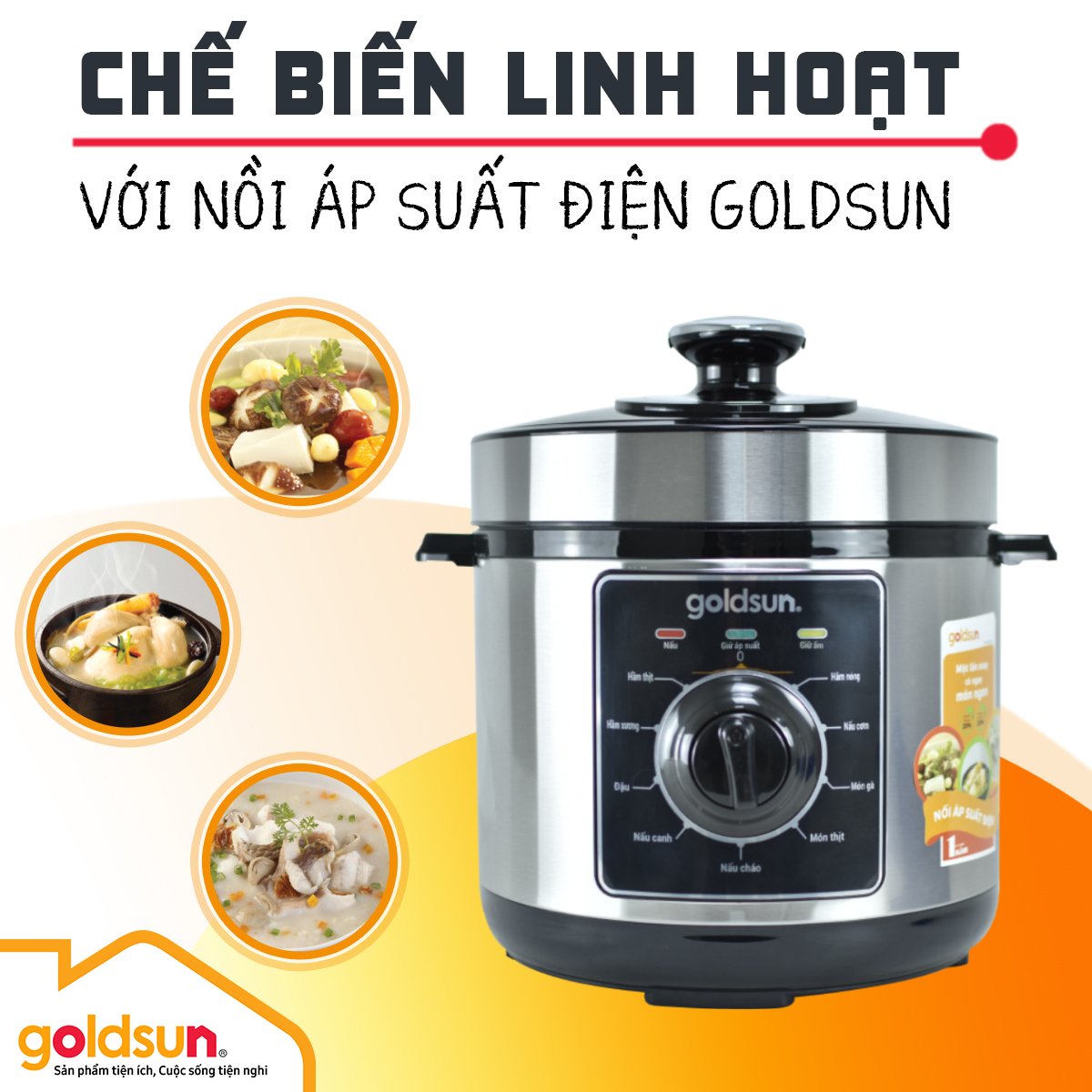 Nồi Áp Suất Điện GOLDSUN GPC5501 Dung Tích 6L Công Suất 1000W - Hàng Chính Hãng