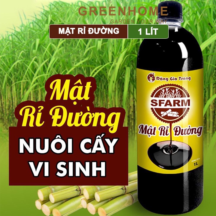 Mật rỉ đường Sfarm, chai 1lít, ủ dịch chuối, nuôi cấy vi sinh, ủ phân hữu cơ, cải tạo đất |Greenhome