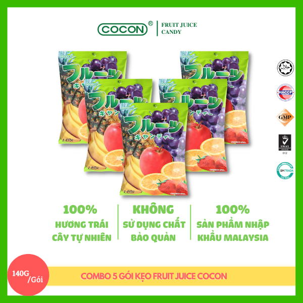 COMBO 5 GÓI KẸO TRÁI CÂY NHẬT COCON 140G