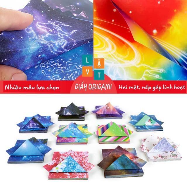 - Giấy origami vuông 7 Cm nhiều mẫu lựa chọn - Giấy xếp hình, giấy gấp hạc 2 mặt để gấp giấy