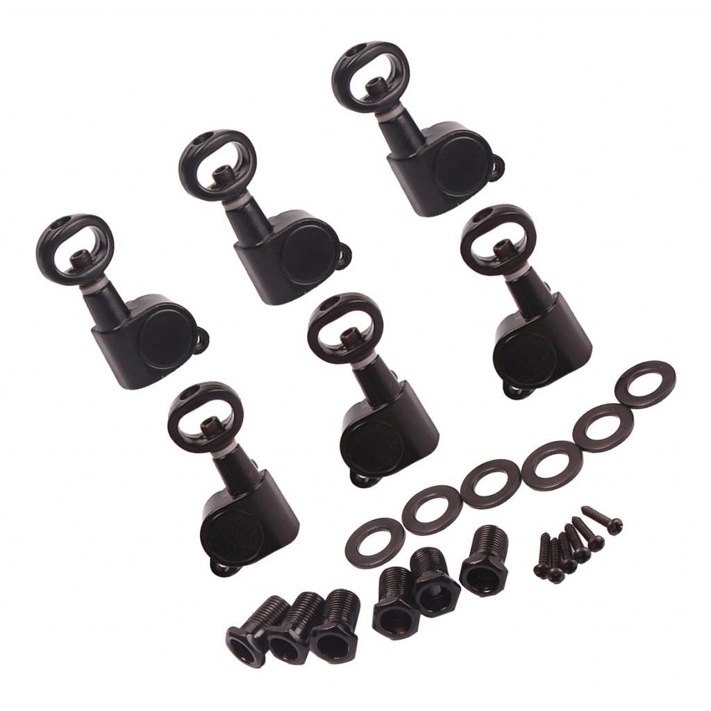 6 3L3R Kín Đàn Guitar Điện Chỉnh Chốt Phím Máy Đầu Chỉnh Âm cho Guitar Điện, Đen