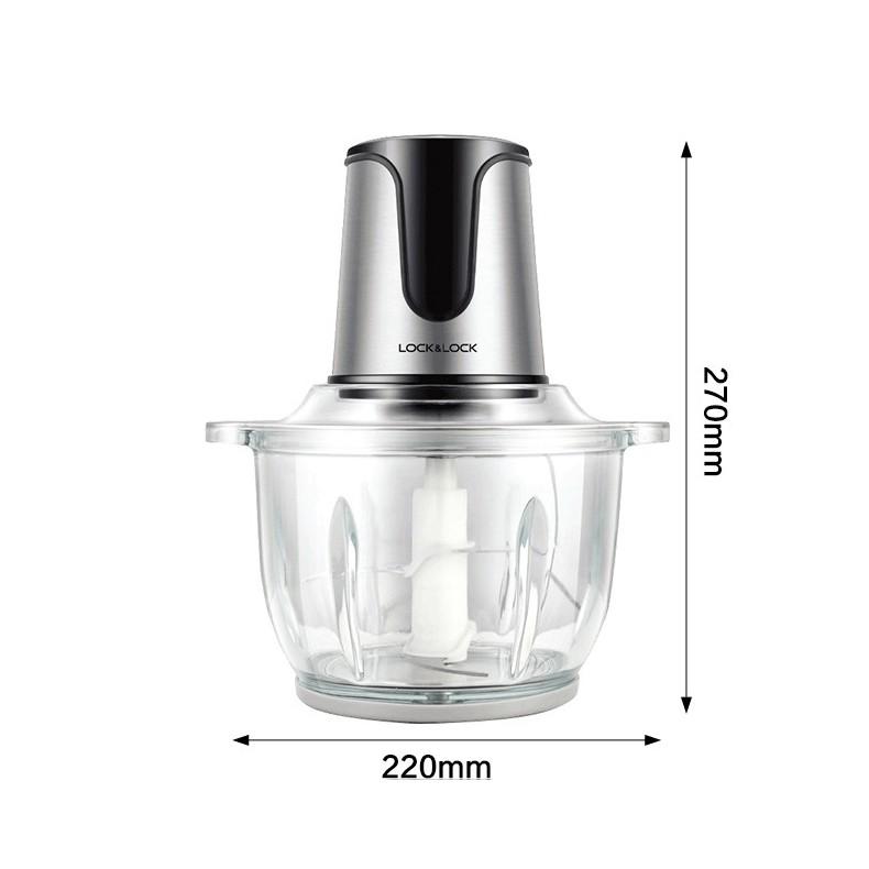Máy xay thịt Lock&Lock EJM171 2 lít - Hàng chính hãng, 4 lưỡi dao, cối thủy tinh cao cấp, 2 cấp độ xay - Hapos