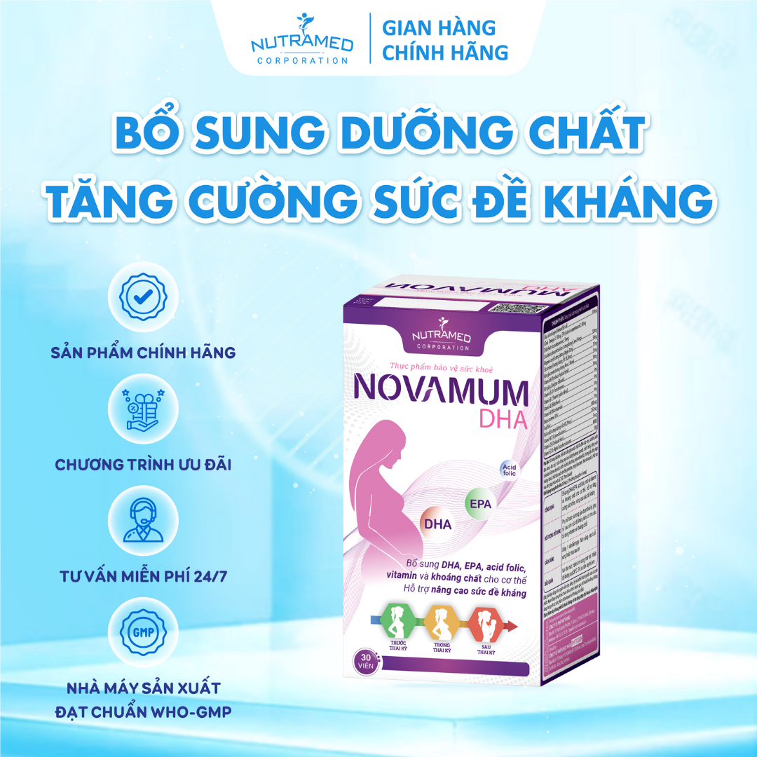 Viên uống Novamum DHA hỗ trợ bổ sung dưỡng chất cần thiết, tăng cường đề kháng (30 viên) - Nutramed