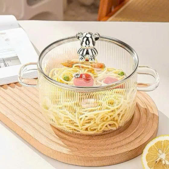 [KoSuyTu] Nồi Thủy Tinh Trong Suốt Nắp Gấu Bear 1.7L Đa Năng - Chịu Nhiệt Cao, Chiên, Nấu, Xào, Hấp, Luộc -  Sạch Sẽ, An Toàn, Thẩm Mỹ