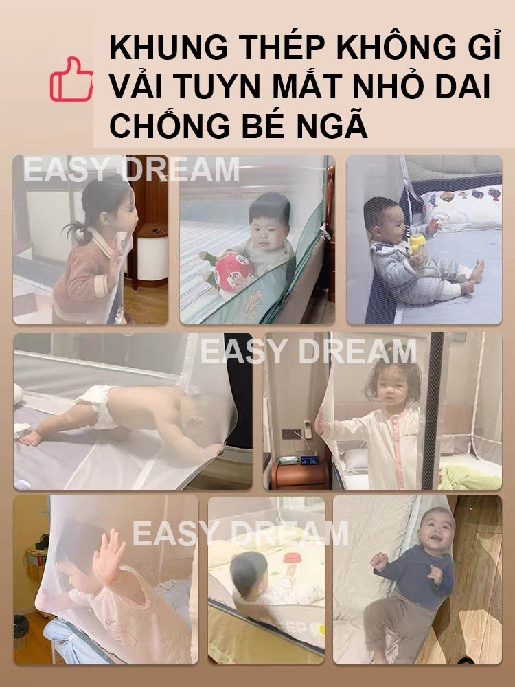 Màn khung vuông cao cấp EASY DREAM -Mùng khung vuông chống muỗi kiểu dáng công chúa chống bé ngã