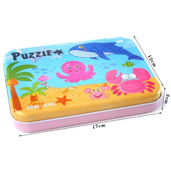 Đồ Chơi Hộp Ghép Hình Puzzle 4 Cấp Độ - Hộp Sắt 9-12-15-20 Miếng Cho Bé