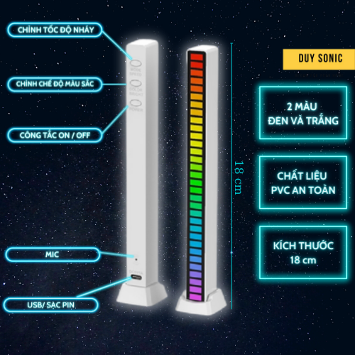 Led thanh RGB 32bit, Đèn led RGB cảm biến âm thanh thông minh nháy theo nhạc