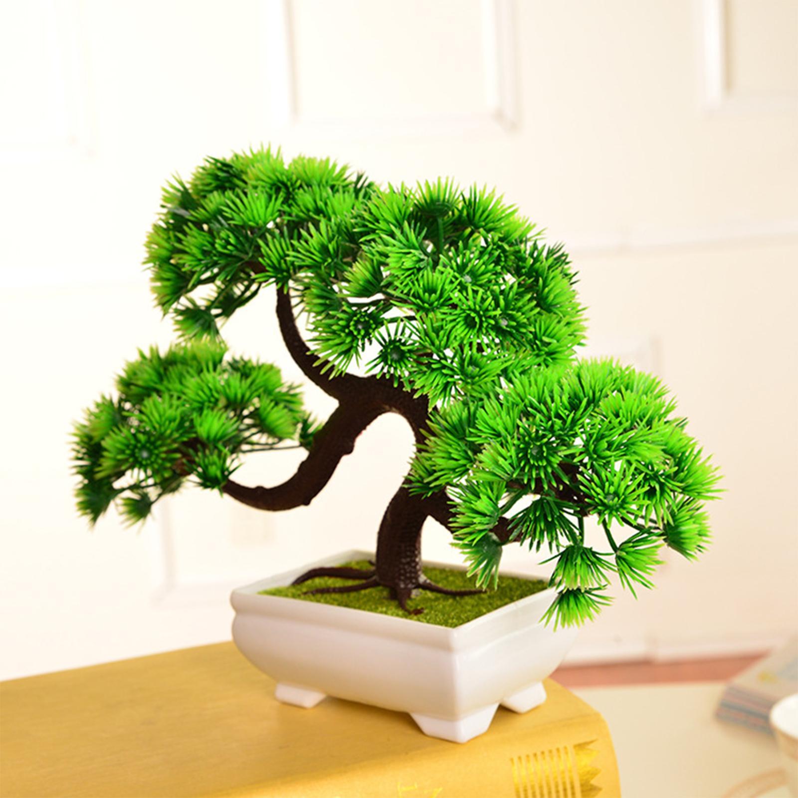 Artificial Bonsai Tree Greenery Faux Potted Plant for Home Office Table