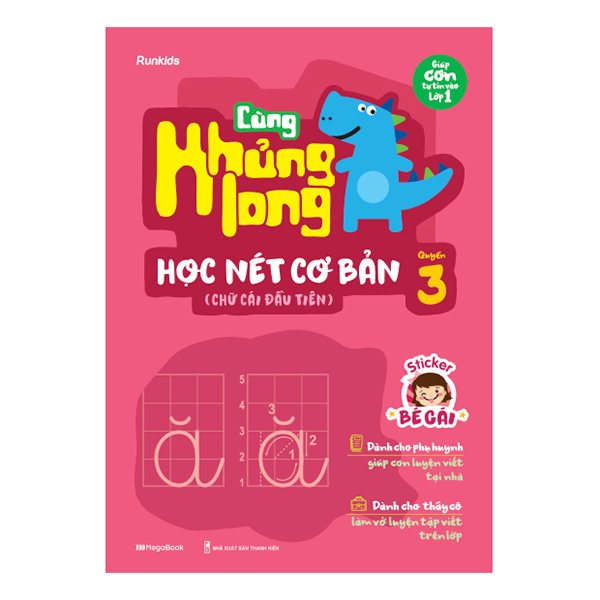 Combo 3 Cuốn Cùng Khủng Long Học Nét Cơ Bản - Bé Gái