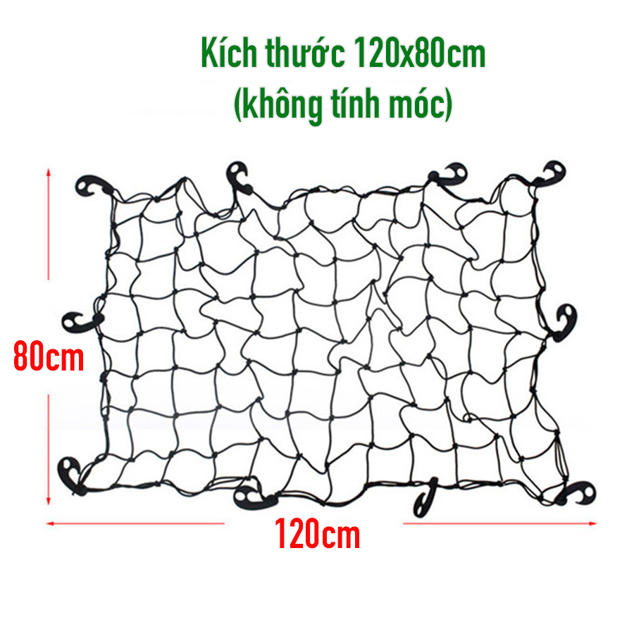 Lưới trùm hàng hoá xe bán tải, ràng buộc cố định đồ chở nóc baga xe hơi ô tô - kích thước 120cm x 80cm