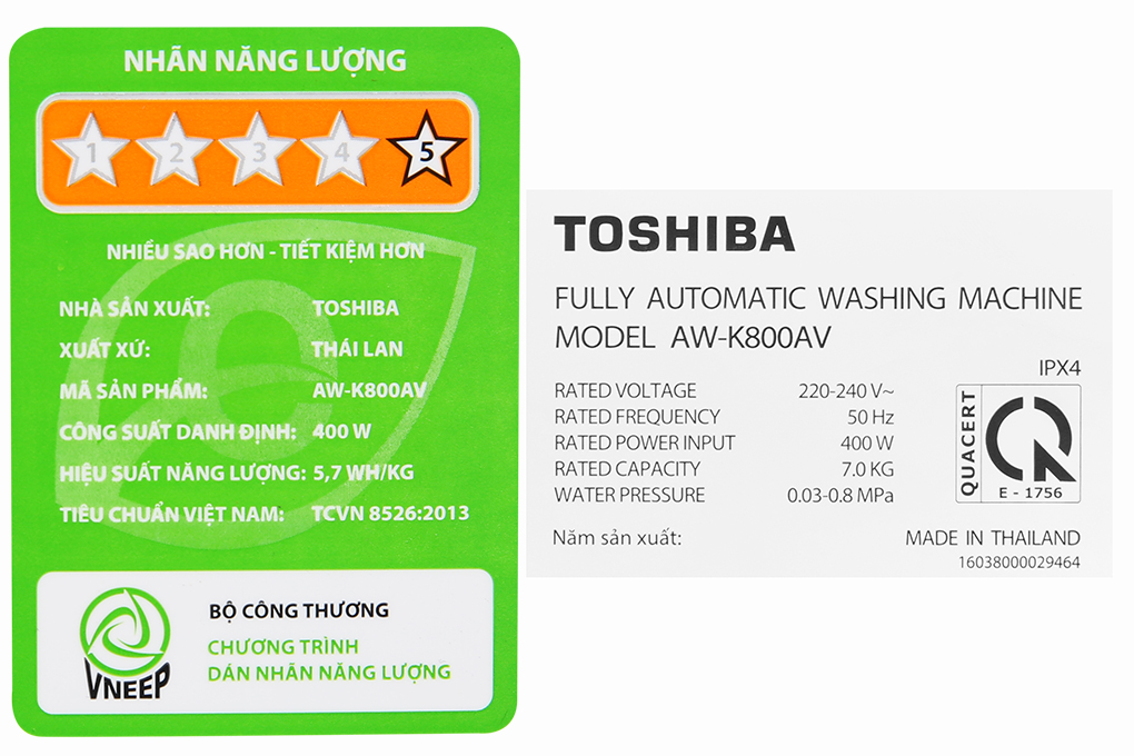 Máy giặt Toshiba 7 kg AW-K800AV(WW)-Hàng chính hãng-Chỉ giao tại Hà Nội