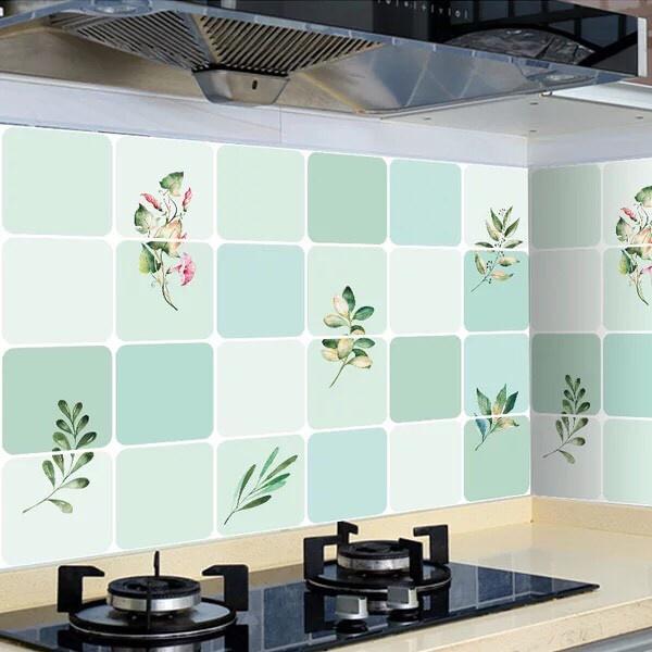 Giấy dán bếp Chịu Nhiệt chống thấm Xanh Cỏ Lá – khổ 60x90cm