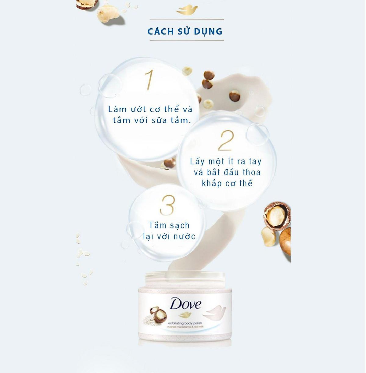 Tẩy Da Chết Dove Exfoliating Body Polish 225ml, Tẩy Tế Bào Chết, Làm Sáng Và Tái Tạo Da Mới, Nhập Đức