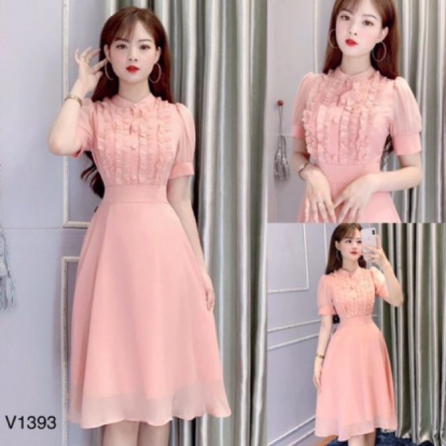 Đầm tay con xếp bèo ngực thướt tha nữ tính