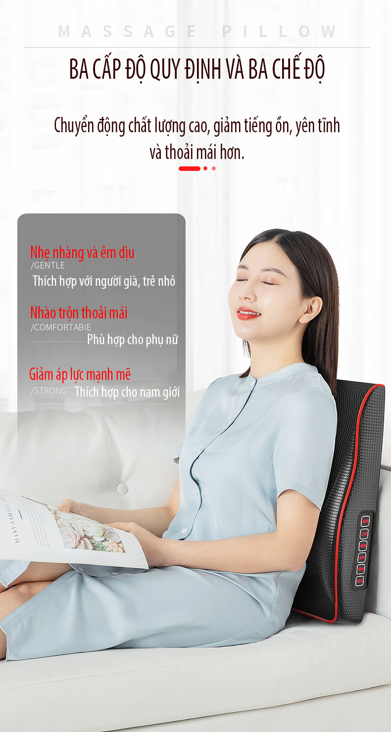 Gối/đệm massage đa năng kéo dài hỗ trợ chữa trị, làm giảm đau thắt lưng, đau cột sống cổ