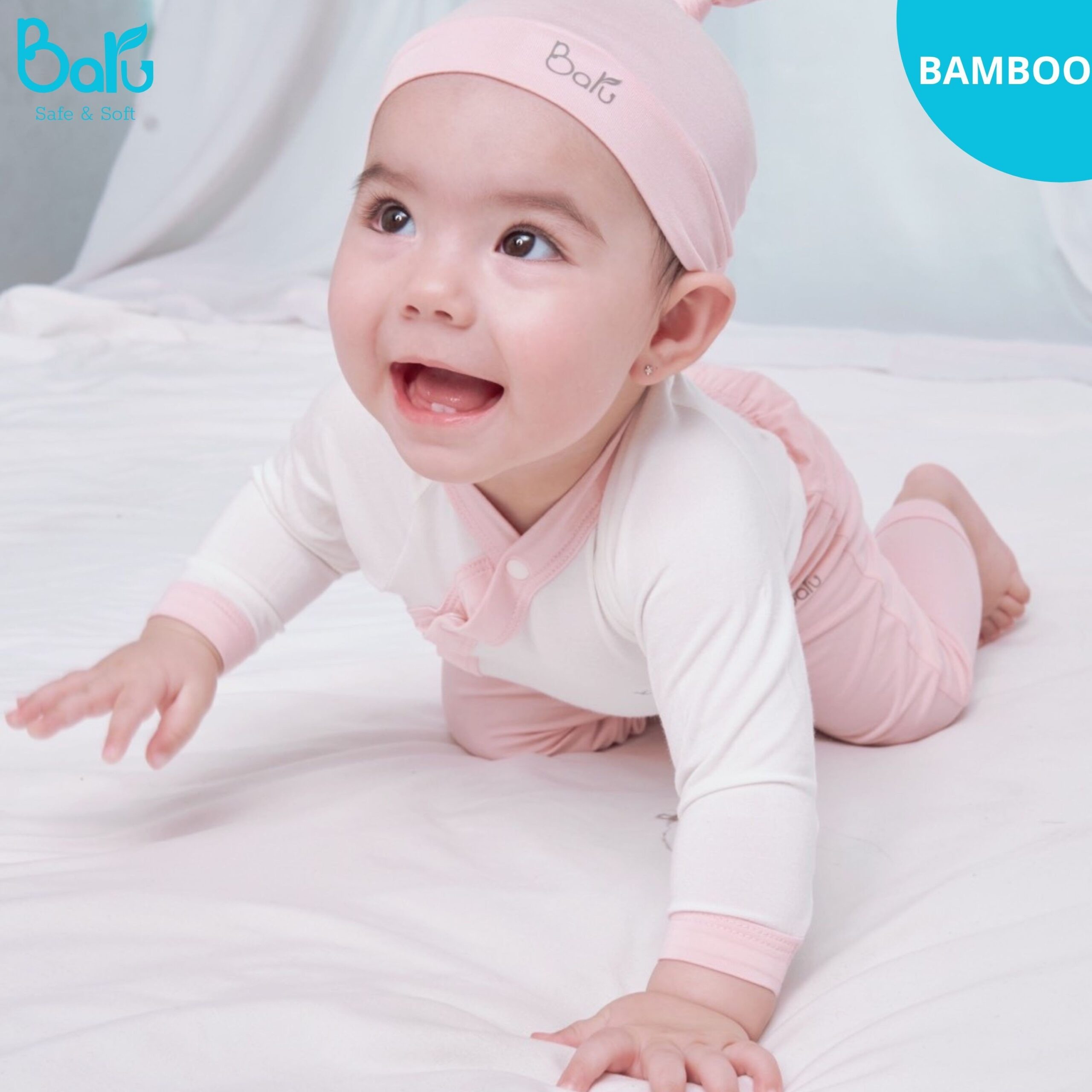 Bộ dài tay cài chéo  BARU chất liệu cotton thu đông cho sơ sinh ( 0-6M )