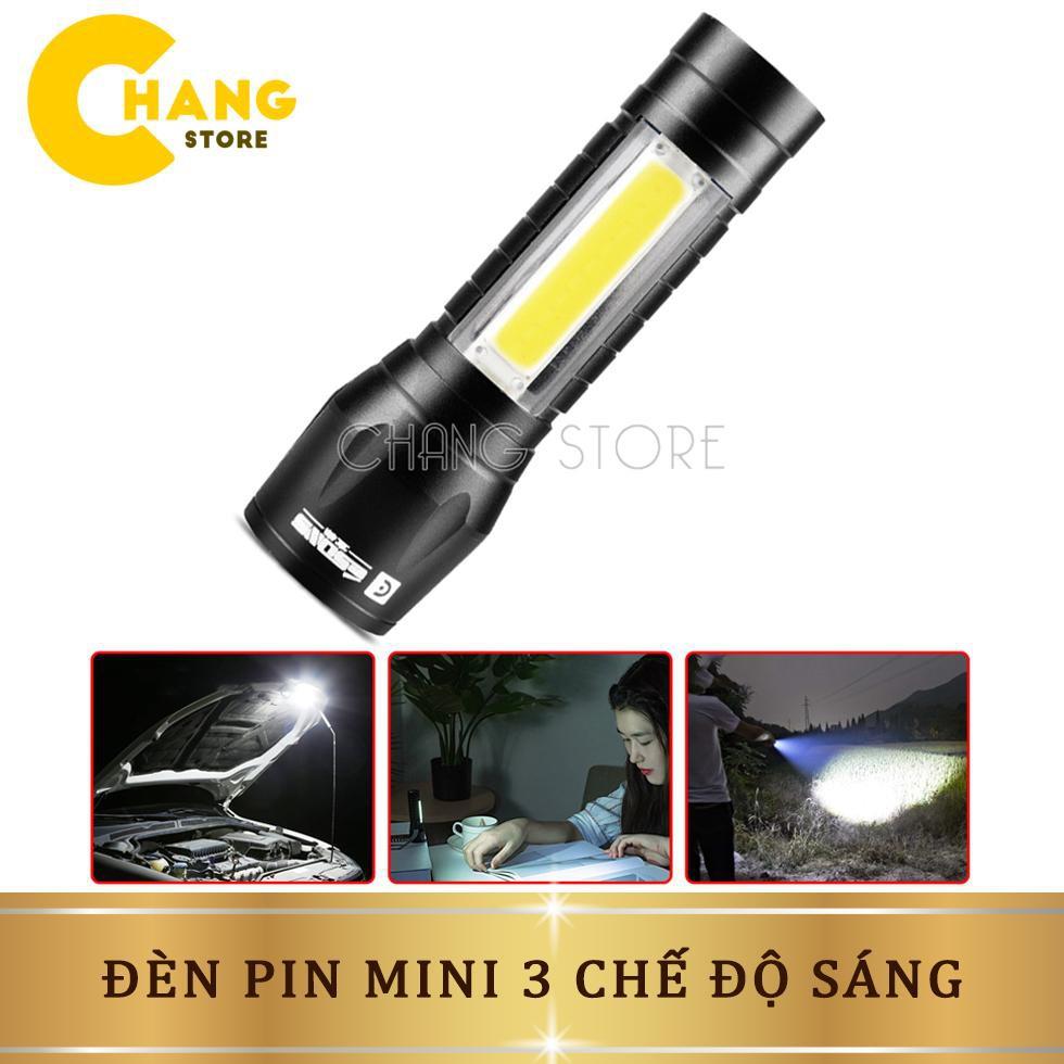 Đèn pin mini siêu sáng T1 Zoom ánh sáng xa và gần, chống nước, Full Box + cáp sạc