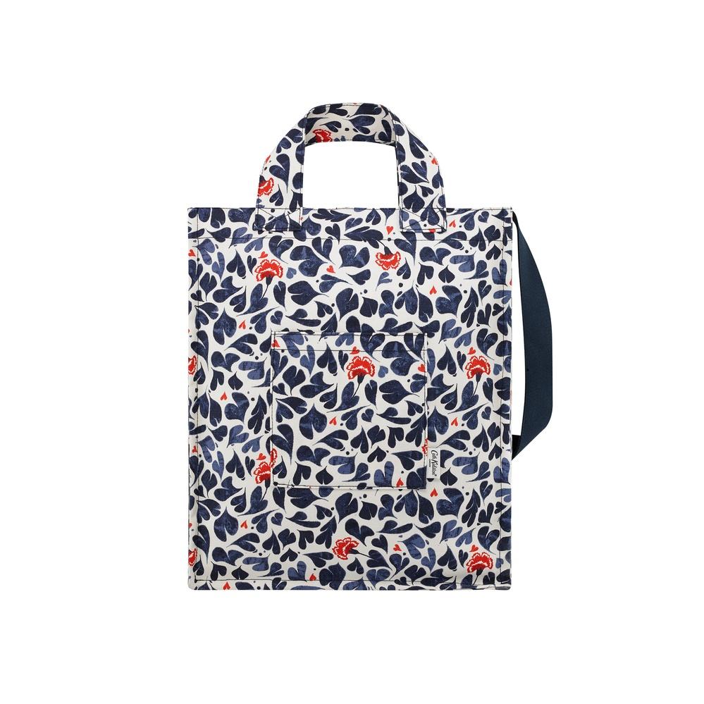 Cath Kidston - Túi đeo vai/Organic Cotton Tall Tote - Marble Hearts - Cream/Navy -1041194