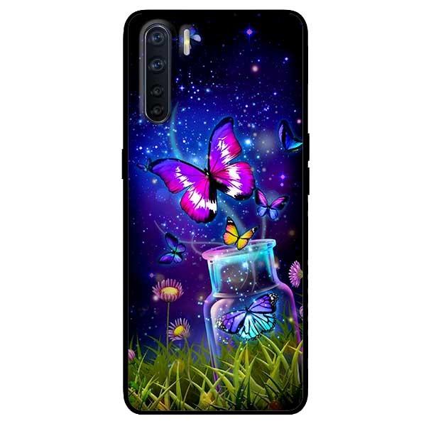 Ốp lưng dành cho Oppo Reno 3 / A91 - Reno 3 Pro - Reno 4 - Reno 4 Pro mẫu Bướm Đêm Hồng Xanh