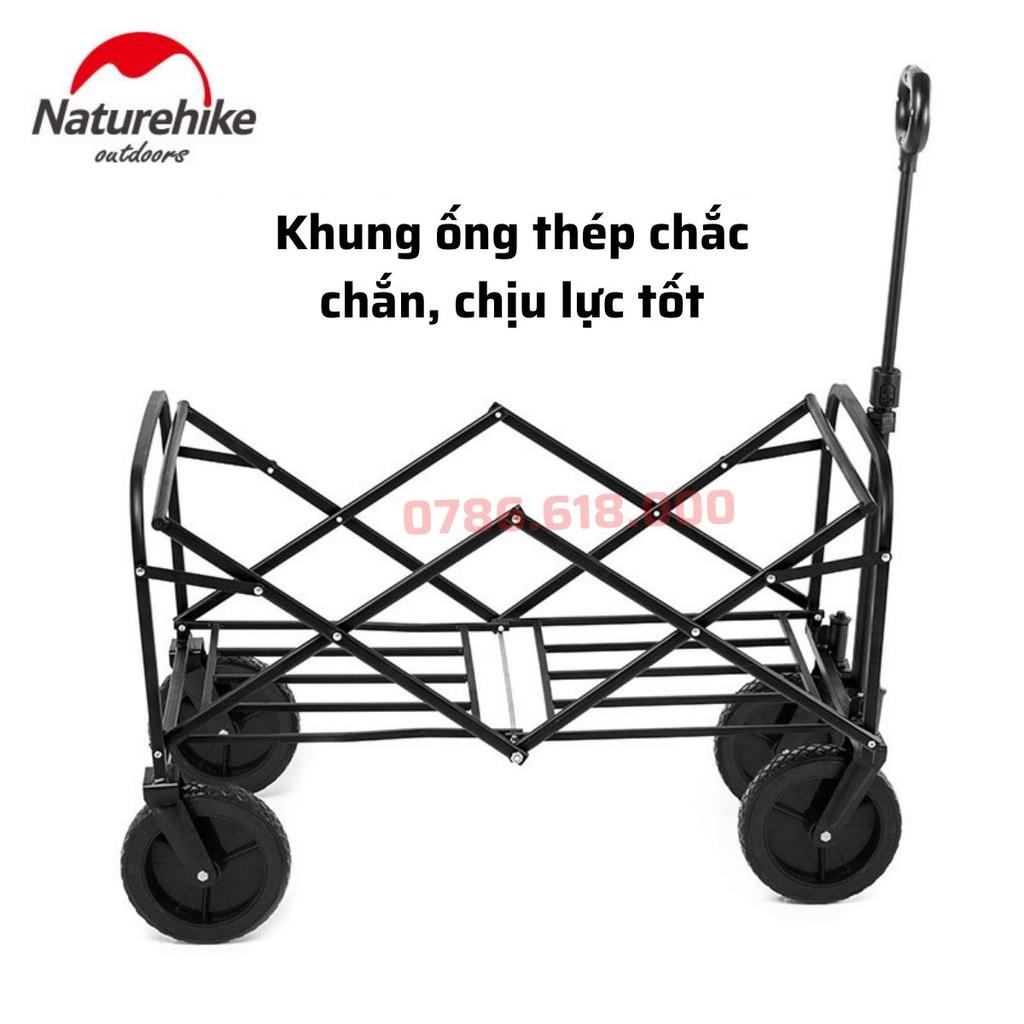 Xe kéo dã ngoại gấp gọn Naturehike 90L lốp đa địa hình giảm lực cản kéo đẩy dễ dàng mã NH19PJ001