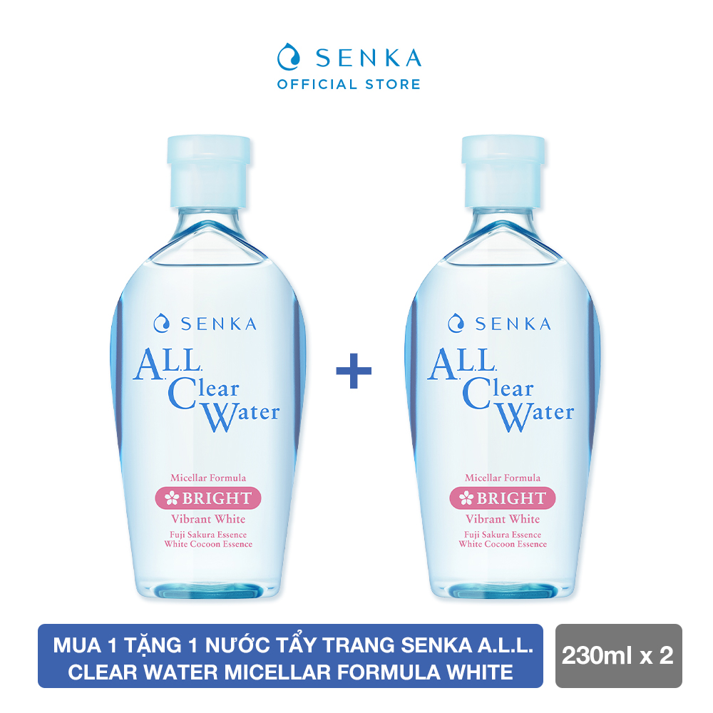 Bộ đôi Nước tẩy trang Micellar Không Cồn Sạch Sâu Giảm Thâm Sạm SENKA A.L.L CLEAR WATER WHITE 230ml