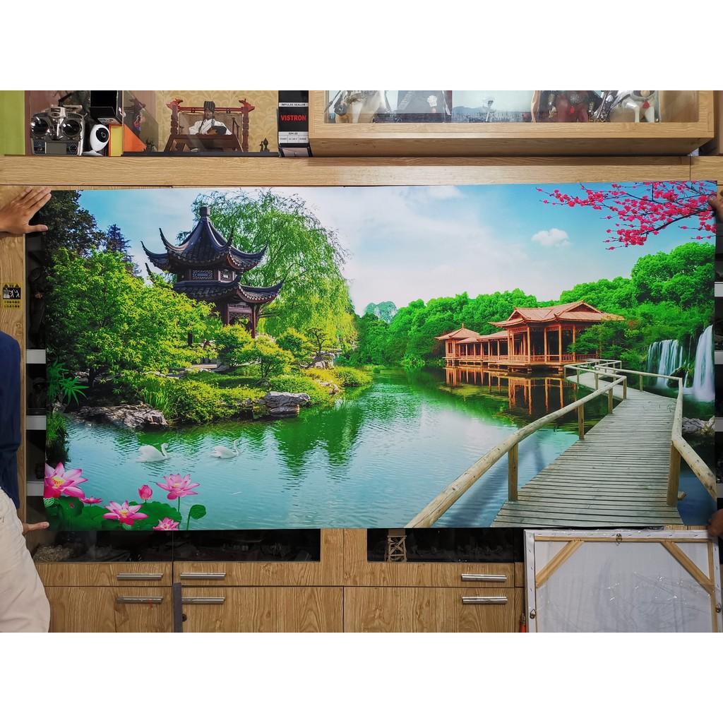 Tranh dán tường HD Cảnh đẹp thiên nhiên HUD1368 KT 215 x 110 cm Kim sa