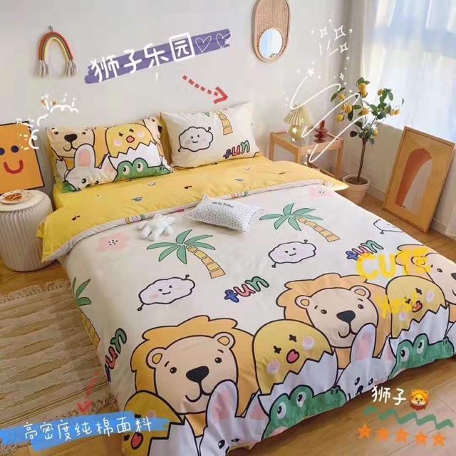 Set Cotton Living Hàng Nhập Khẩu Cao Cấp 4 Món Sư Tử Vàng Siêu Đáng Yêu
