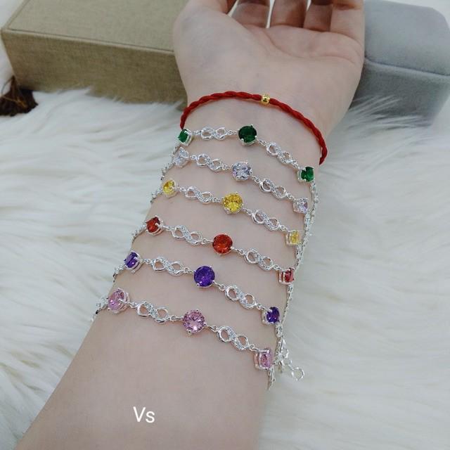 Lắc tay bạc ta số 8 đủ màu theo mệnh -