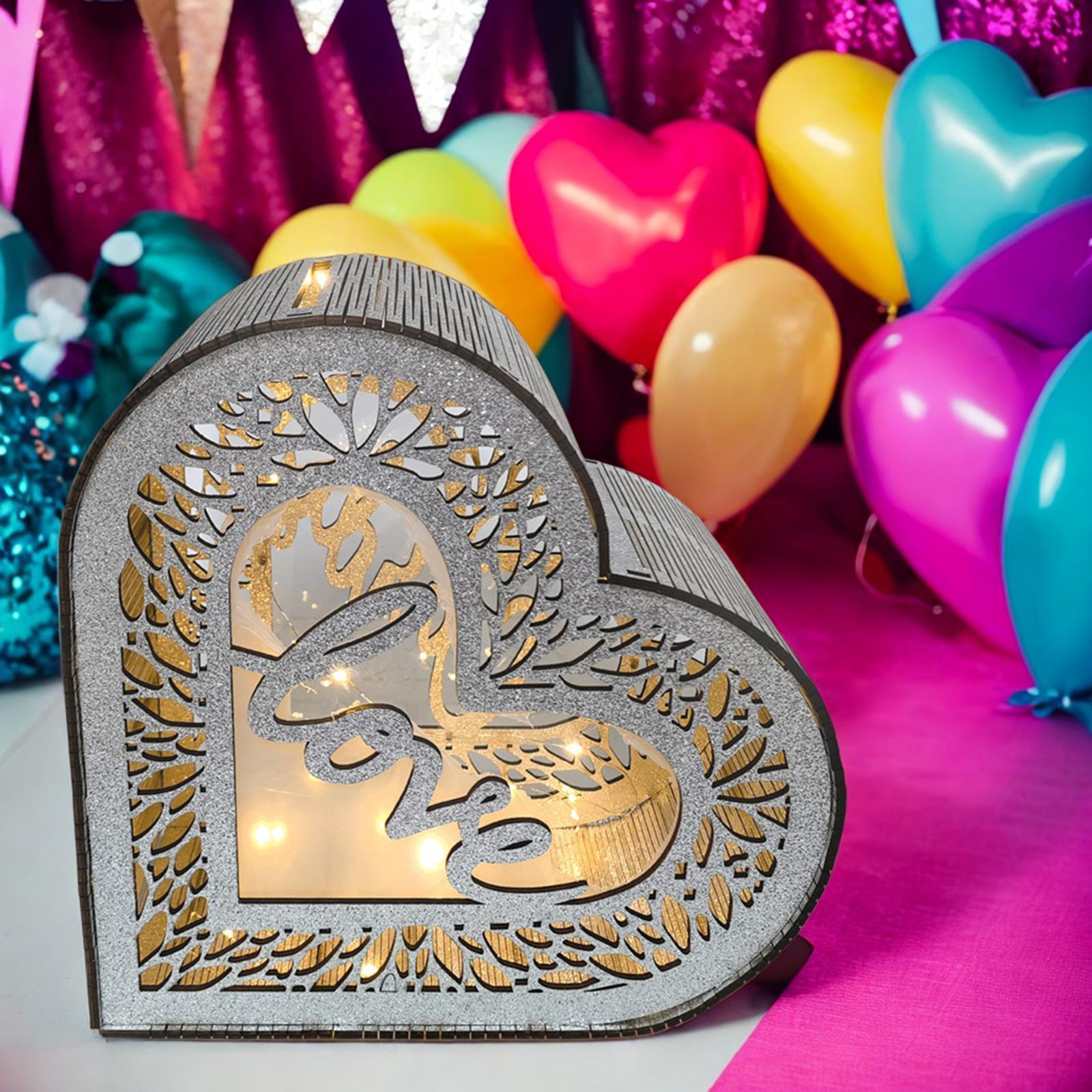 Wooden Gift Card Box Rustic Wood Post Money Box for Party Birthday Gathering