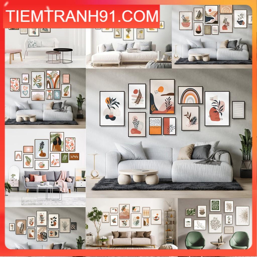 SET 10 TRANH CANVAS TRANG TRÍ PHÒNG KHÁCH - TIỆM TRANH 91 - TRANH CANVAS Bắc Âu, tặng kèm đinh treo chuyên dụng