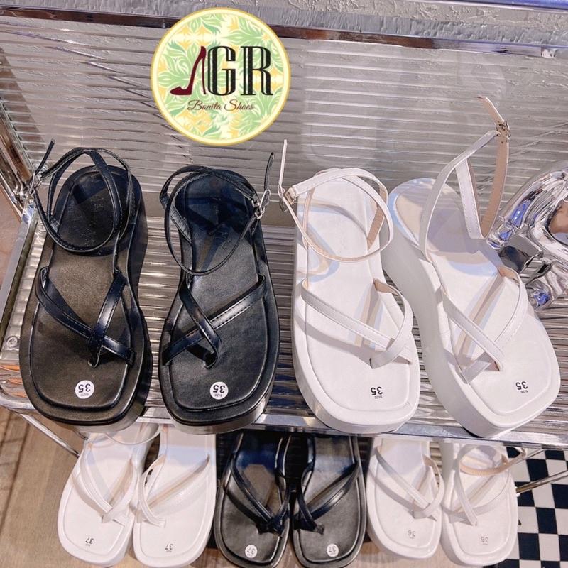 Sandal xuồng khoá gài da mềm cao 6 cm