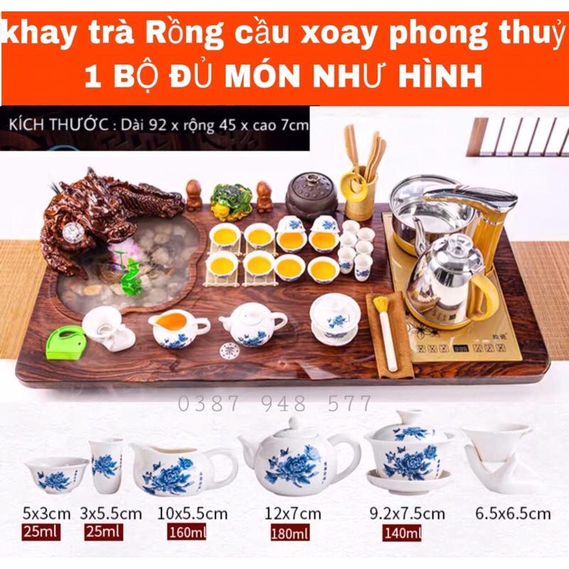 Bàn trà điện thông minh đa năng cao cấp  cảm ứng tự động Khung gỗ 92cm,bàn trà đạo rồng phun nước phong thuỷ 011