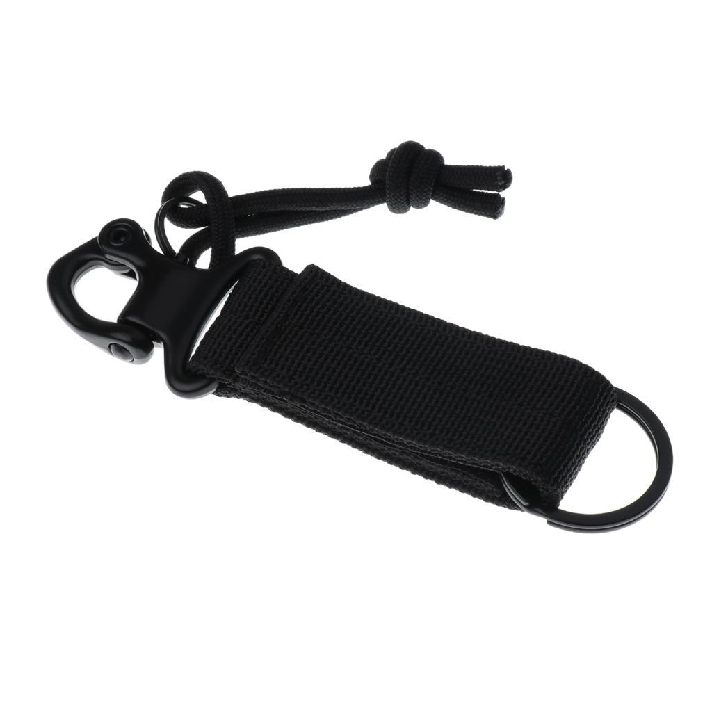 2 Pieces Nylon Multiuse Molle Belt Buckle Belt Carabiner Keychain Hook Black