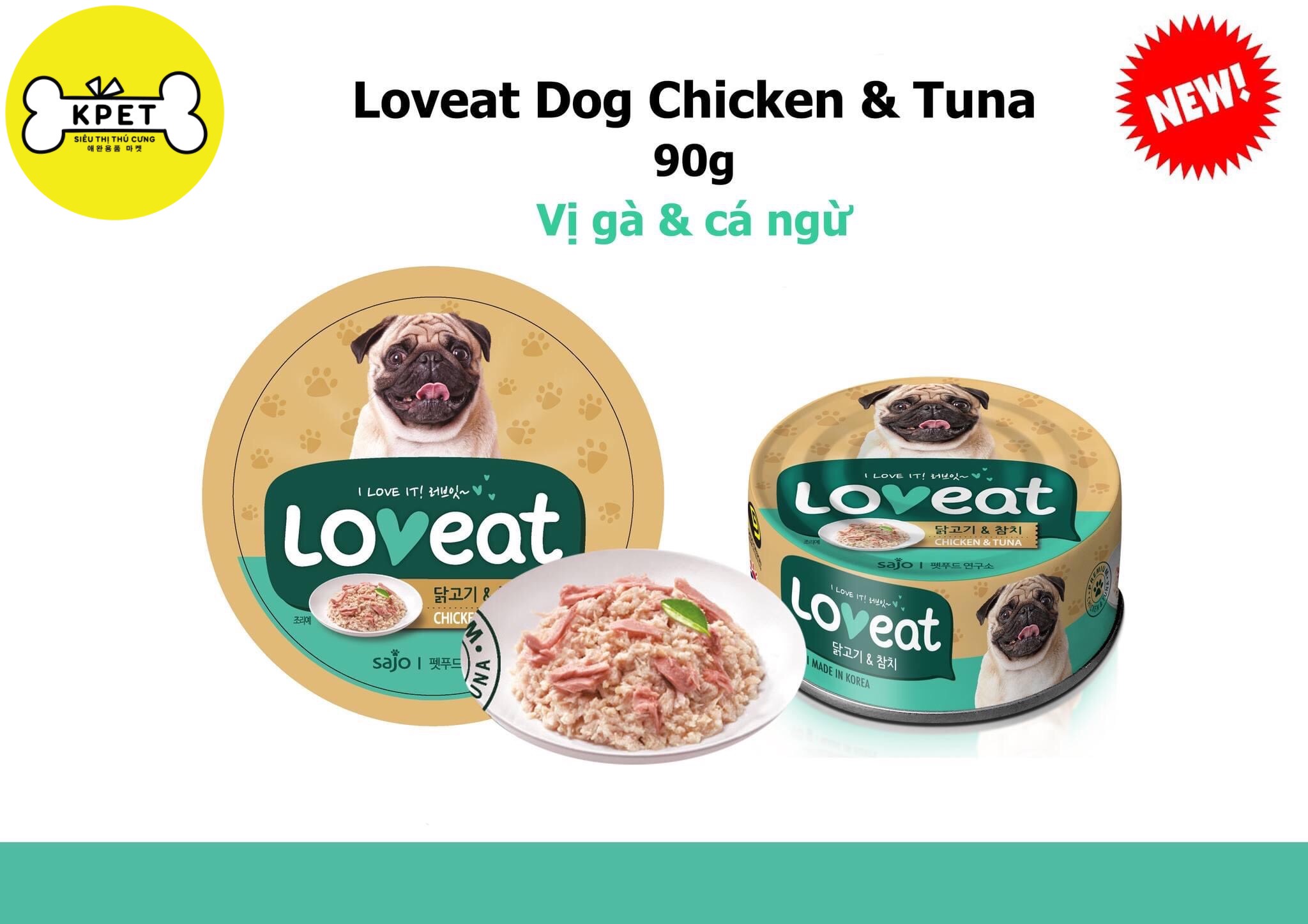 Pate Loveat Hàn Quốc Cao Cấp 90gr Cho Chó từ 3 tháng tuổi