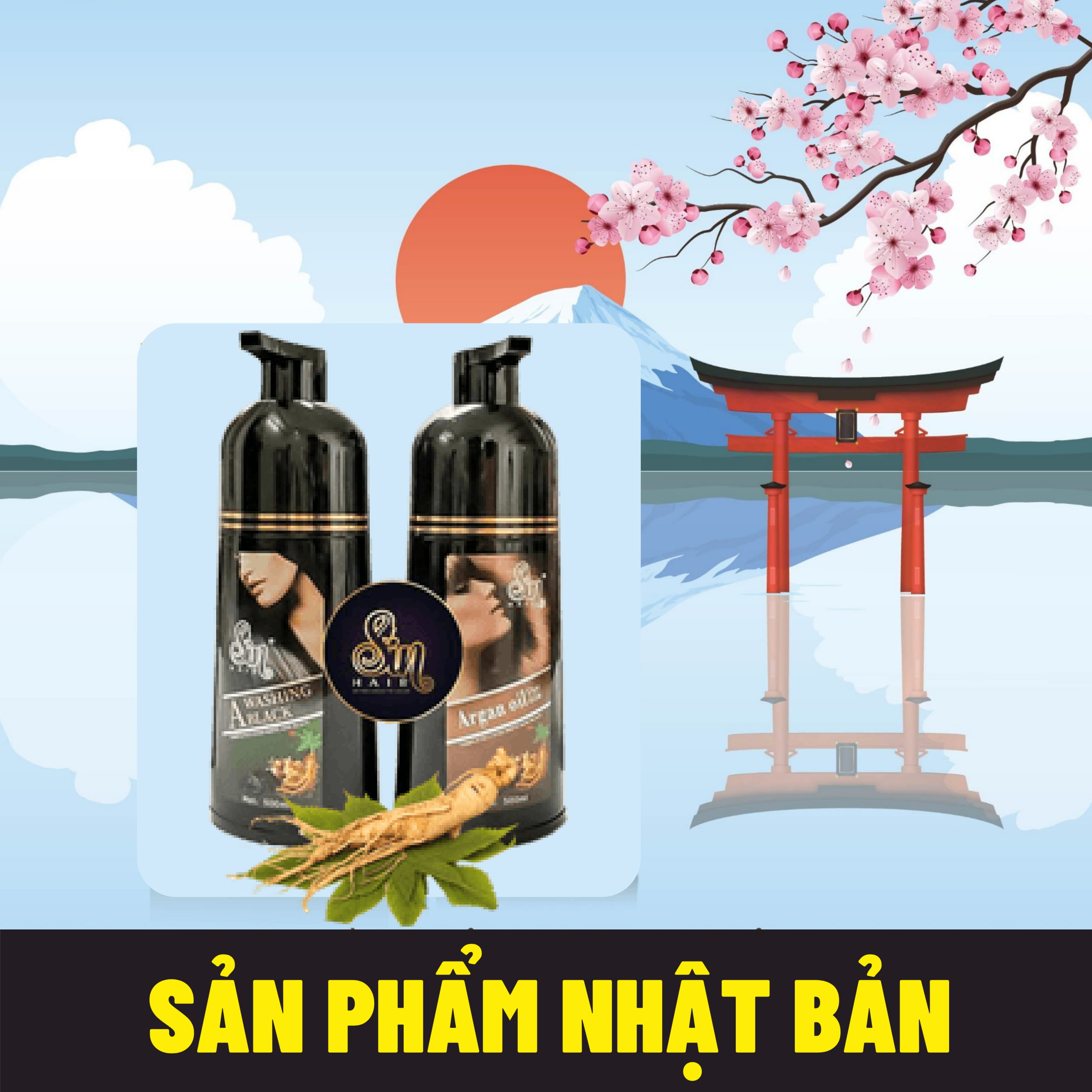 [CHÍNH HÃNG] Dầu Gội Đen Tóc Sin Hair Nhật Bản 500ml, Dầu Gội Nhuộm Tóc Nhân Sâm Nhật Bản Giúp Phủ Bạc Đen Tóc, 100% Thảo Dược Thiên Nhiên