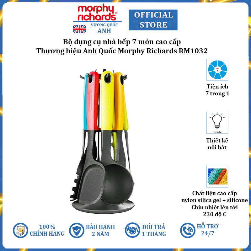 Bộ dụng cụ nhà bếp 7 món cao cấp thương hiệu Morphy Richards RM1032 - Chất liệu siêu bền chịu nhiệt độ cao - HÀNG NHẬP KHẨU